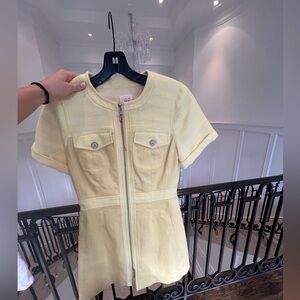 Yellow cinq á cept short sleeve dress with buttons